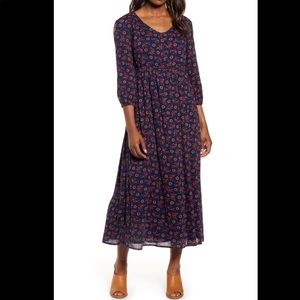 NWT Caslon Summer Button Front Crepe Maxi Dress